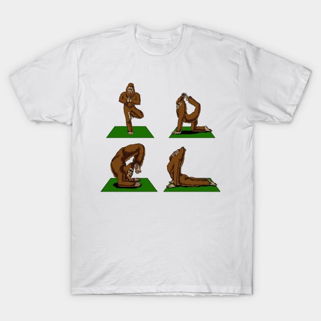 Bigfoot Doing Yoga Fitness T-Shirt by JameMalbie